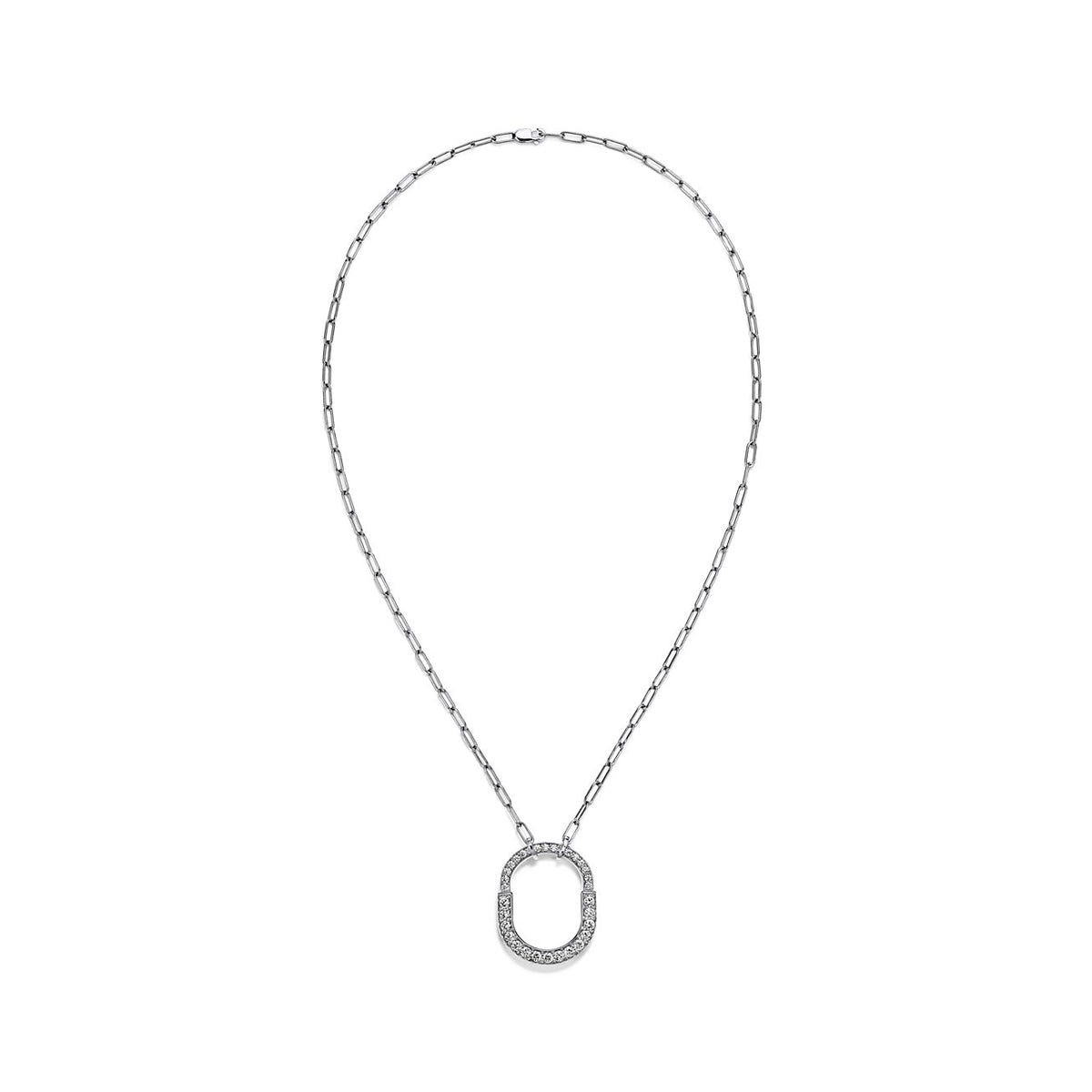 18K Tiffany Lock Pendant Pave Diamonds Necklace
