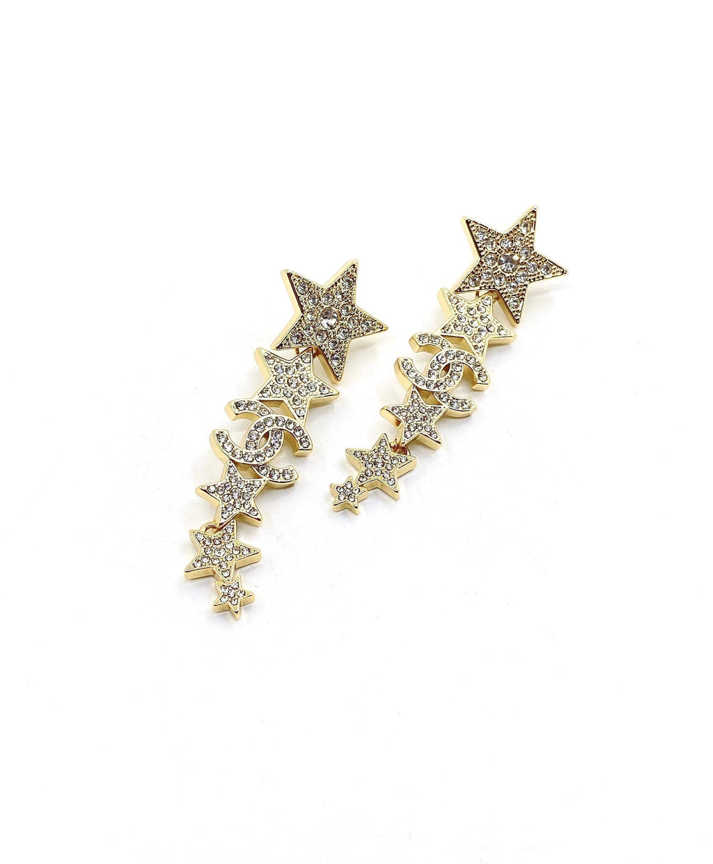 18K  Chanel Star Diamonds Pendant Earrings